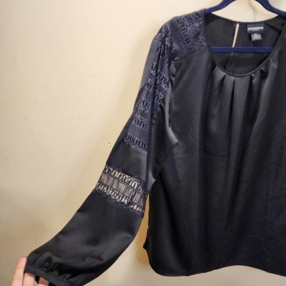 Liz Clairbone Black Satin Long.sleeves Blouse size XL - Picture 5 of 10